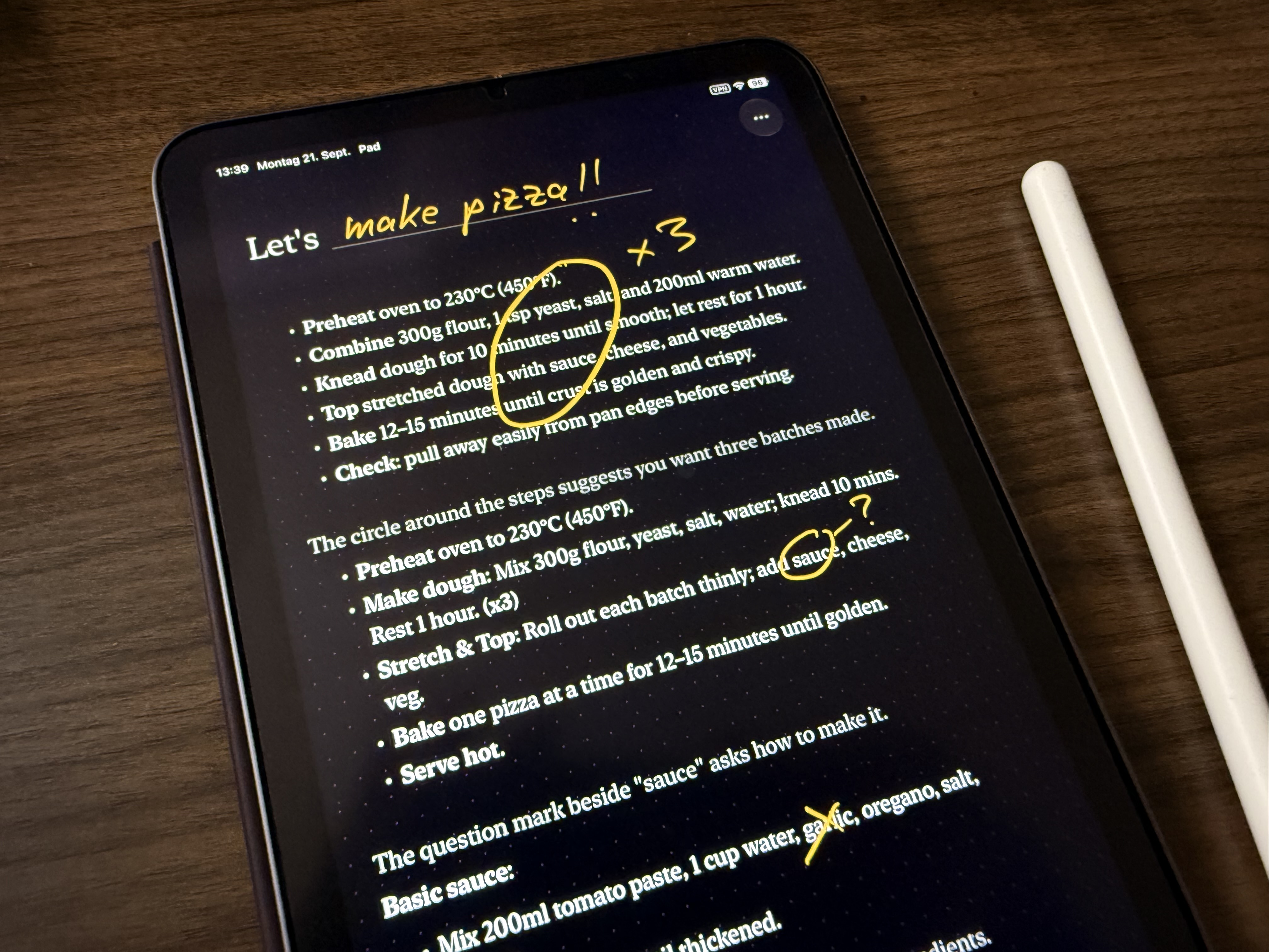 Markup examples integrated with text